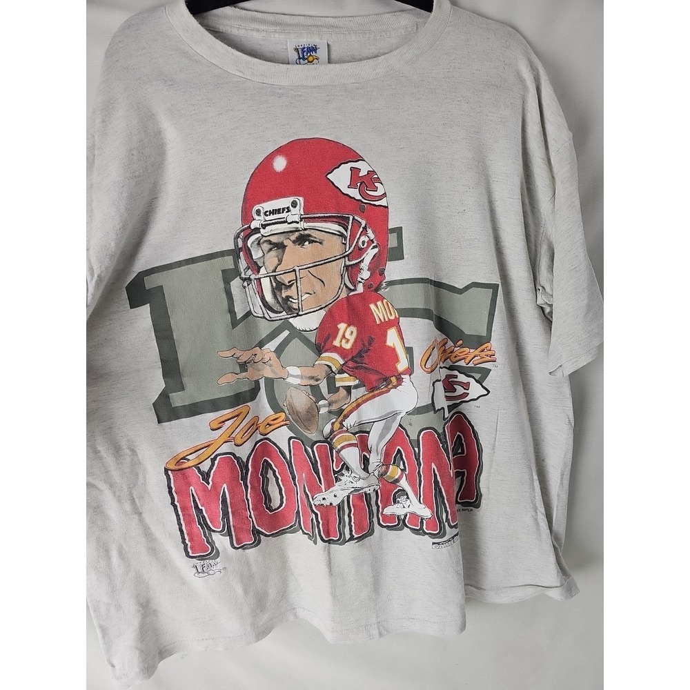 Vintage 90's Kansas City Chiefs Joe Montana Caricature T Shirt L Large
